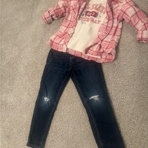 Old Navy Pink Plaid Button Down Shirt for Kids